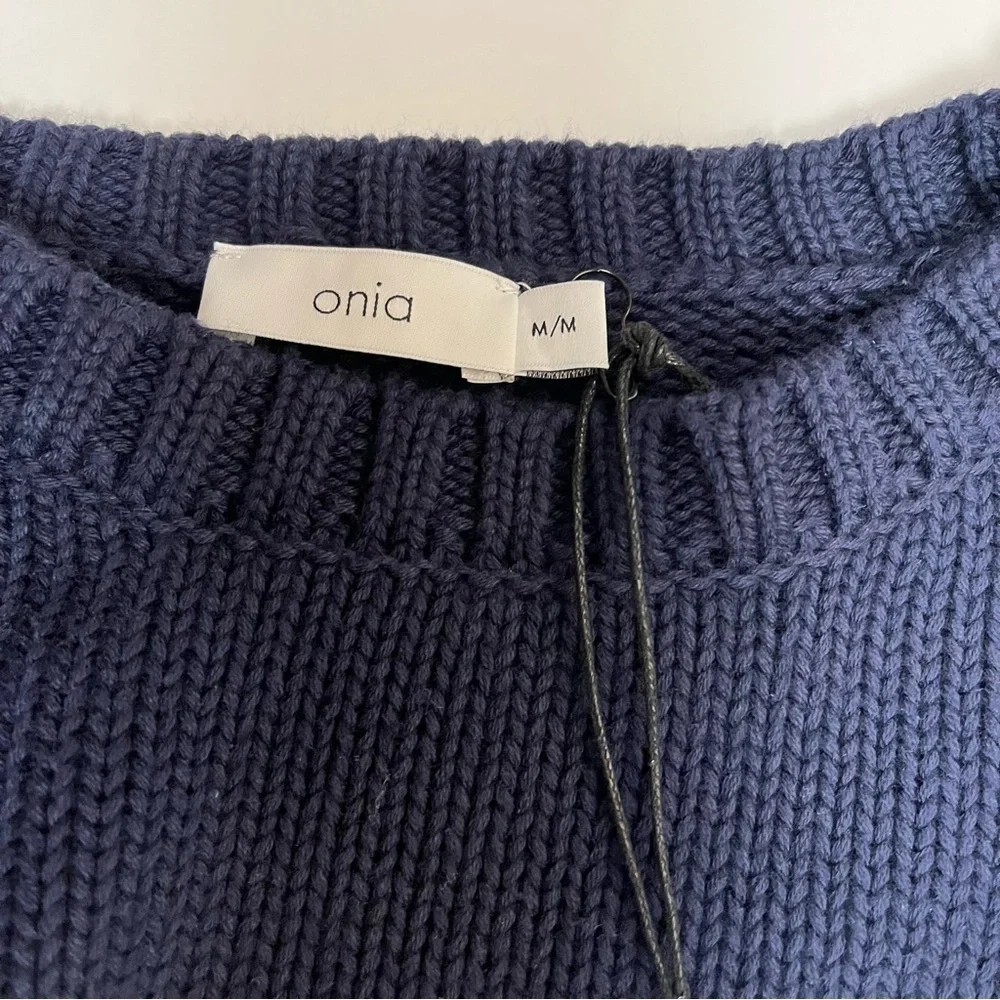 Onia Men's Boatneck Sweater Navy Striped Size M